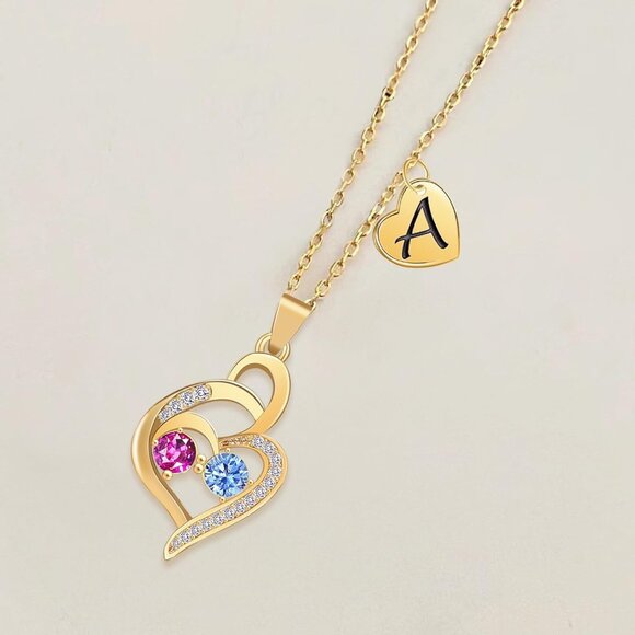 Vibrant Gold Plated Heart Initial Necklace for Women - Adjustable 15.7''+2.36'' - Picture 6 of 8
